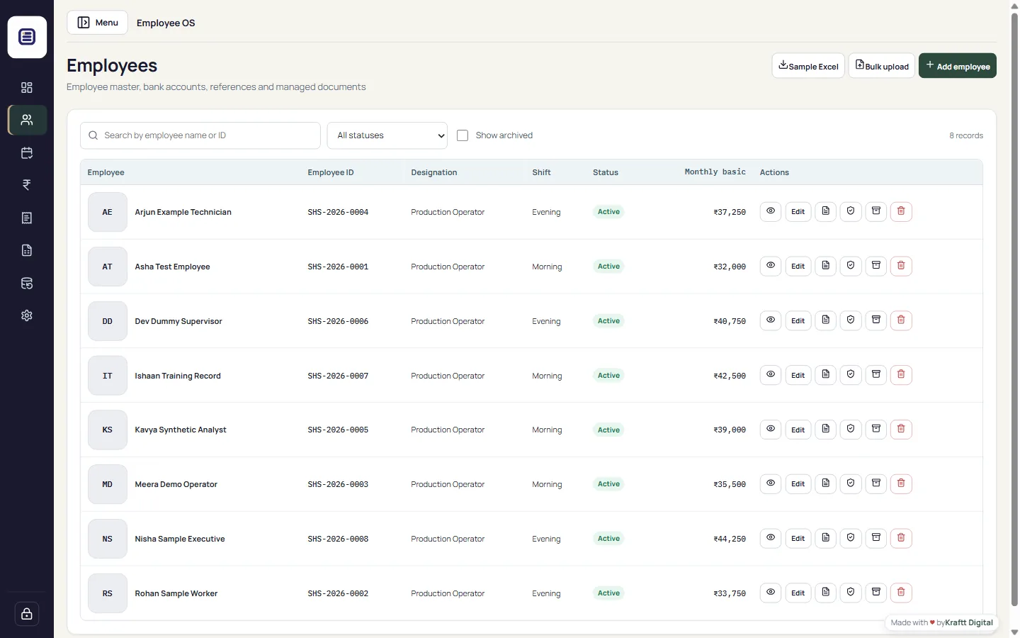 Employee listing in Employee OS